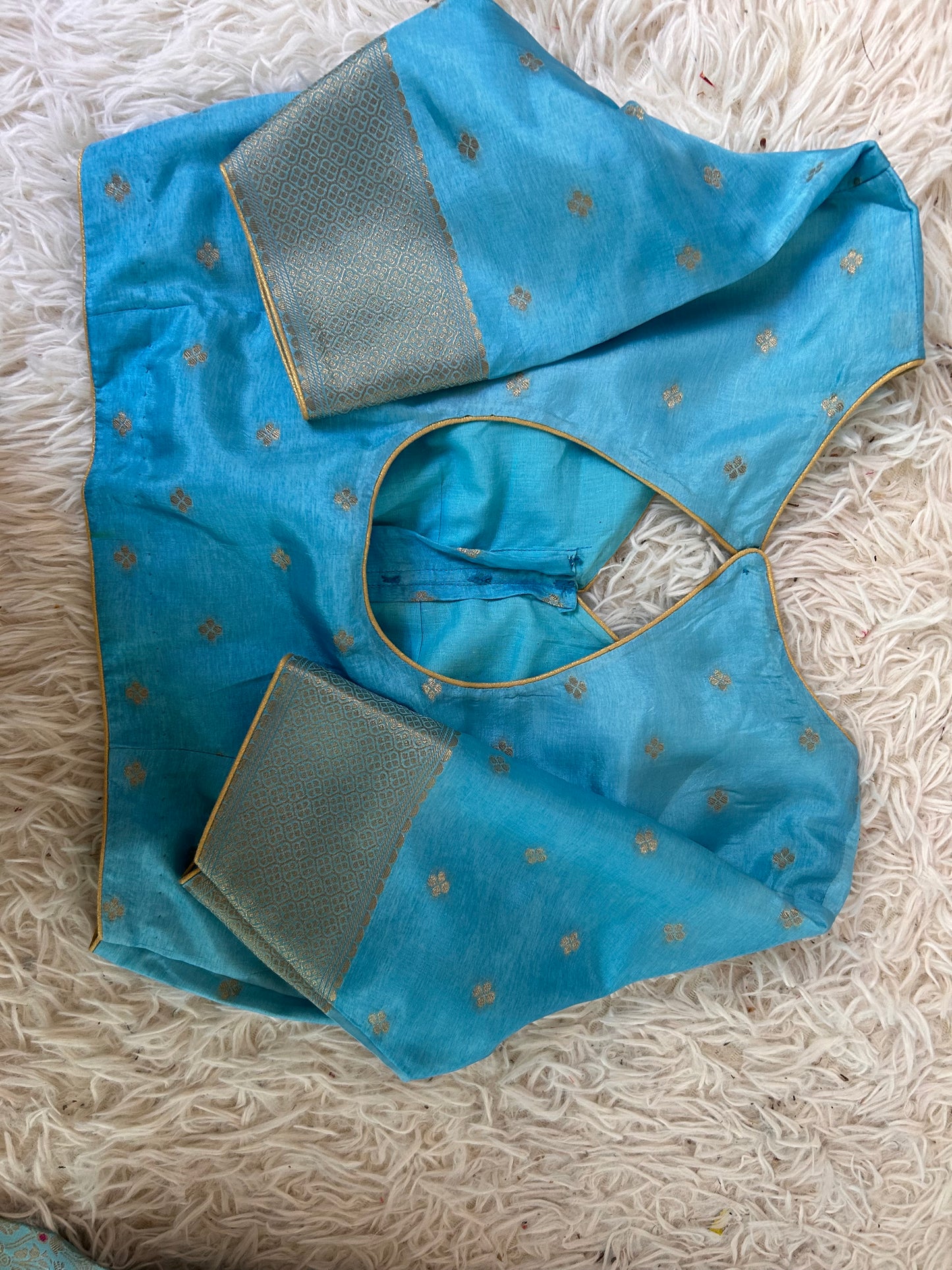 Pure Crepe Brocade Saree in Pastel Blue