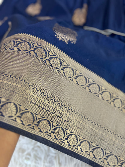 Soft Banarasi Saree in Navy
