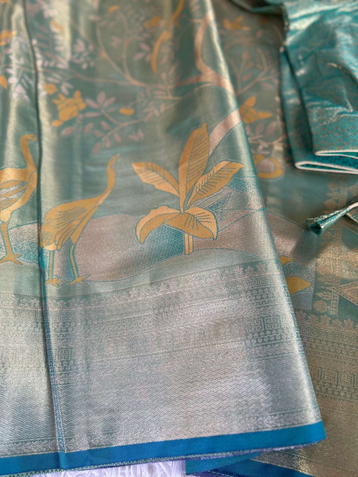 Designer Tissue Banarasi Saree in Green