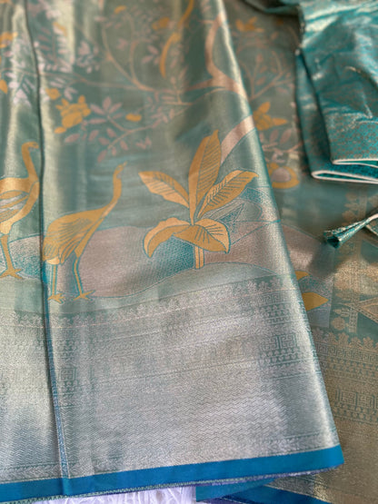 Designer Tissue Banarasi Saree in Green