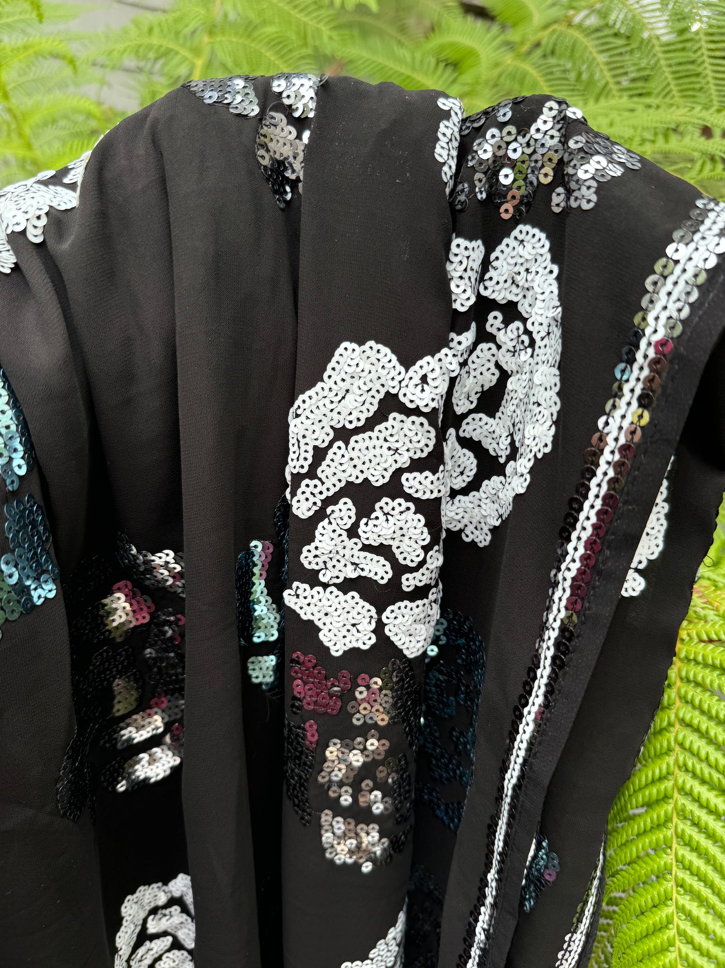 Black Georgette with Silver Roses - Cocktail Edition