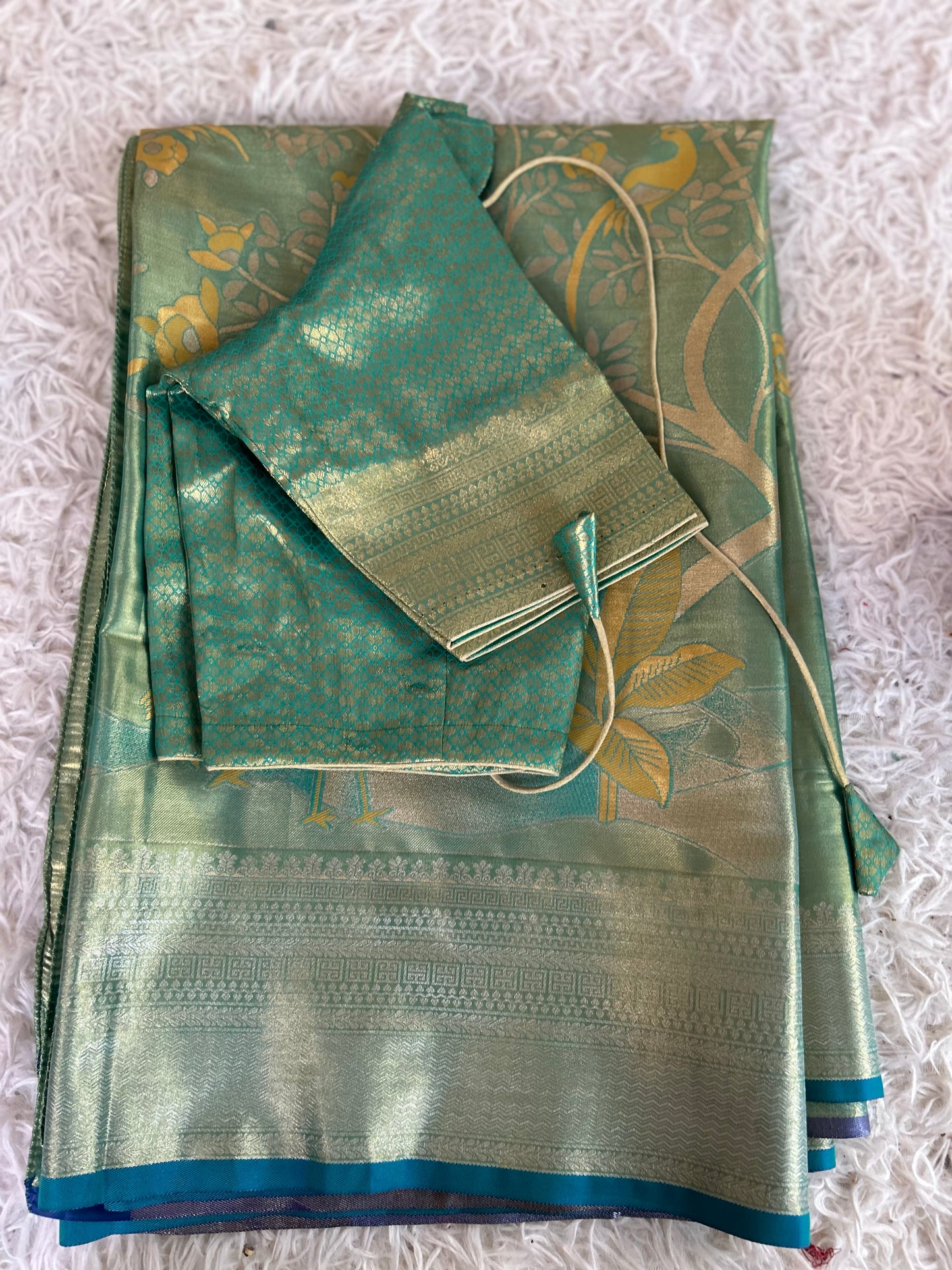 Designer Tissue Banarasi Saree in Green