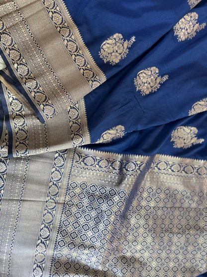 Soft Banarasi Saree in Navy