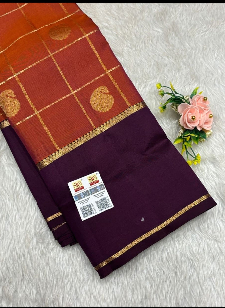 Kanchipuram Saree in Pink with Gap Border