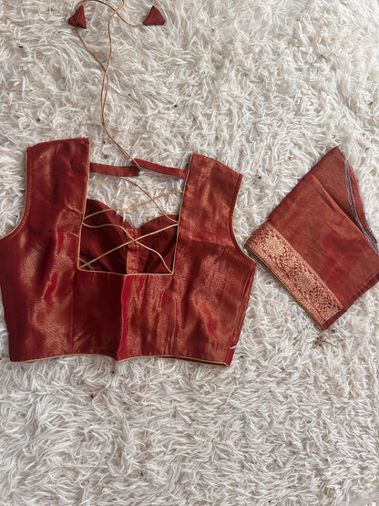 Khaddi Tissue Georgette Saree in Brick Red