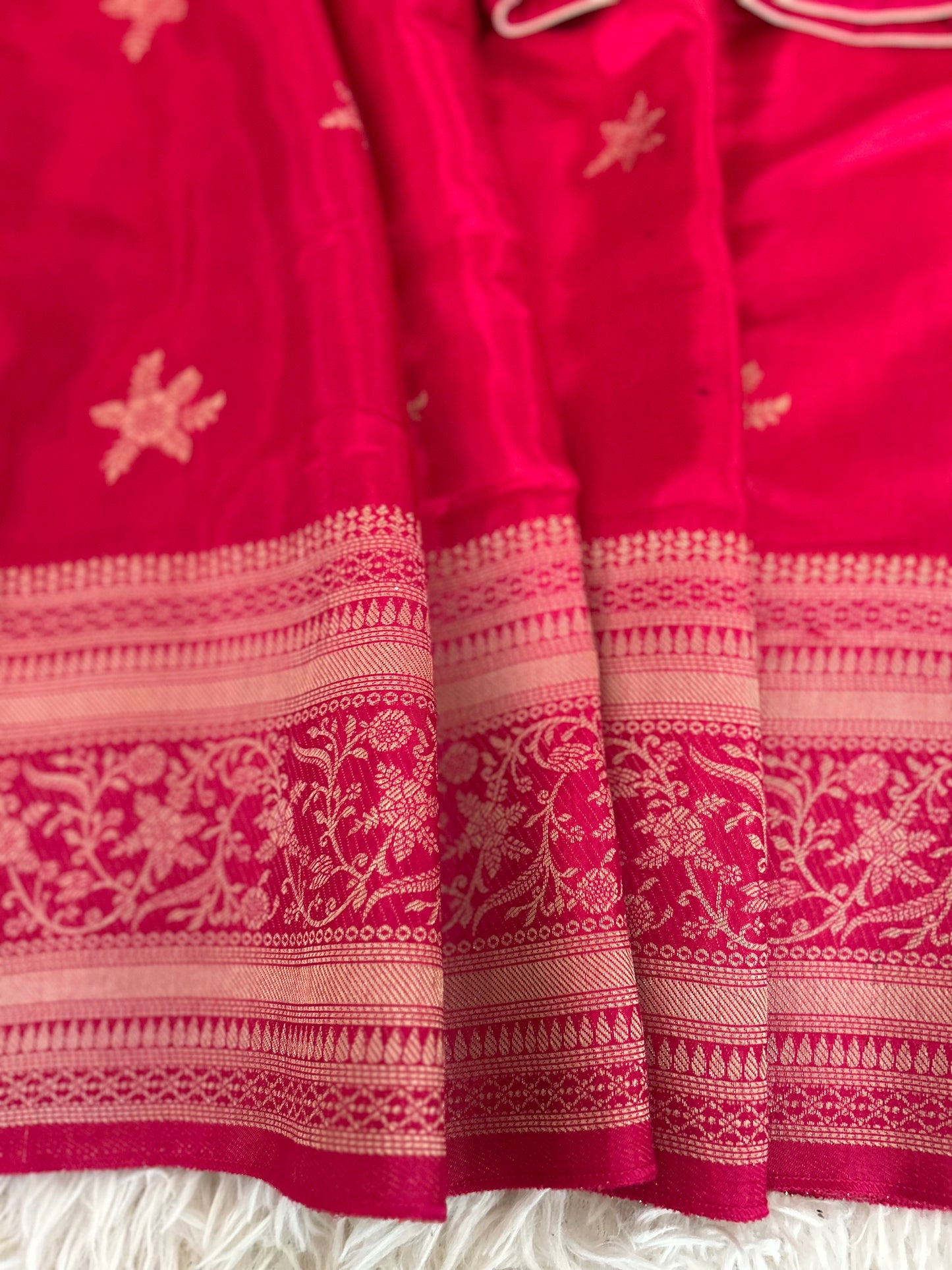 Rani Pink Banarasi Saree in Mashru Silk