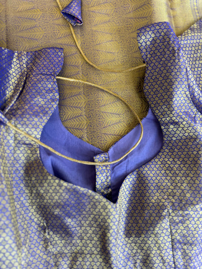 Designer Tissue Banarasi Saree in Green with Violet Border