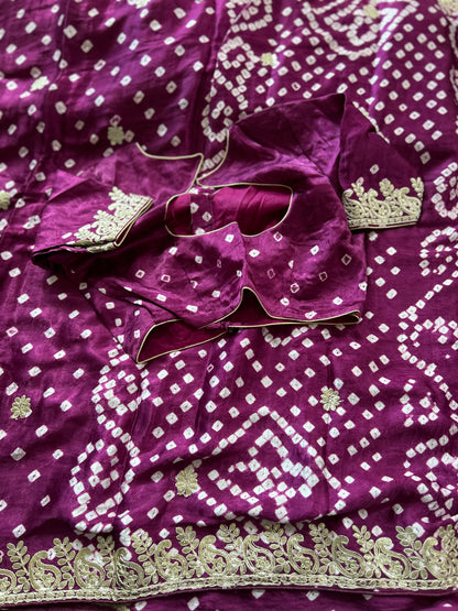 Purple Modal silk saree with Gota Patti