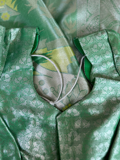 Designer Tissue Banarasi Saree with peacocks in Green