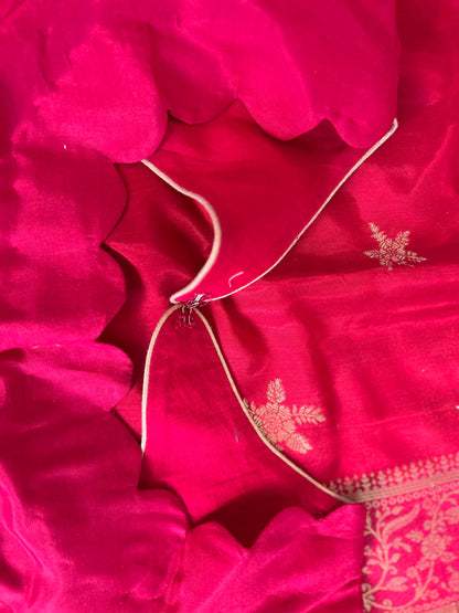 Rani Pink Banarasi Saree in Mashru Silk