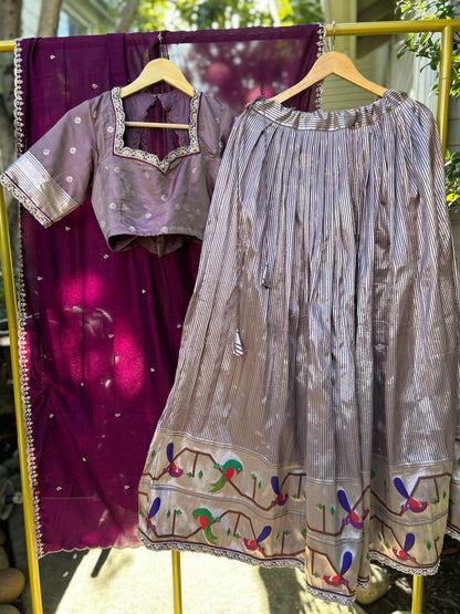 Banarasi Lehanga in Dustry lavender
