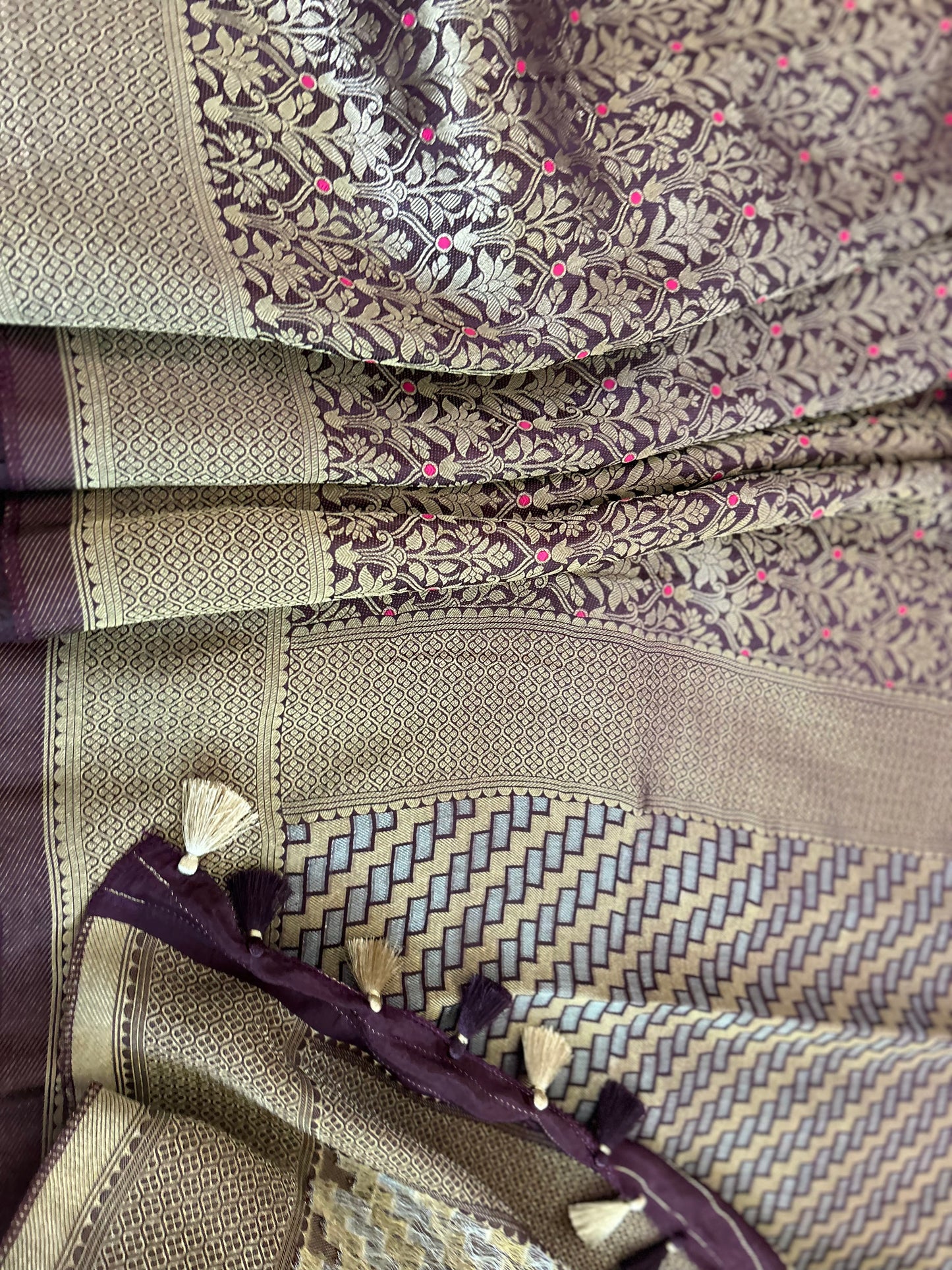 Pure Crepe Brocade Saree in Brown