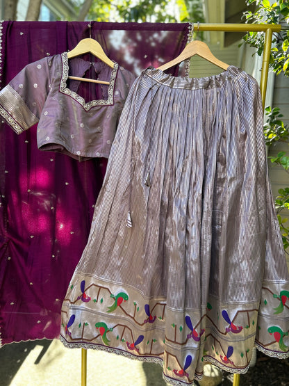 Banarasi Lehanga in Dustry lavender