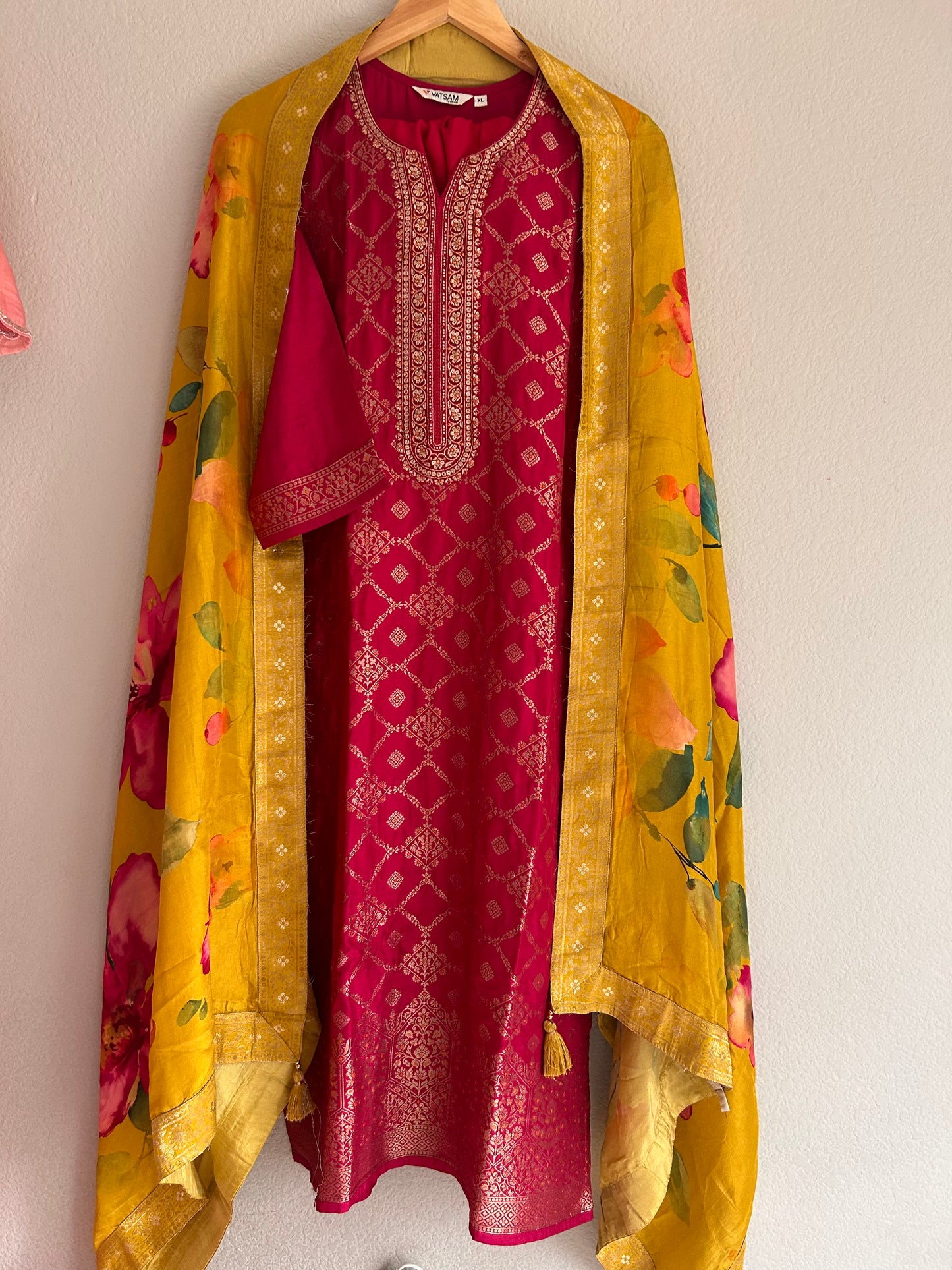 Rani Pink 3 Piece Kurthi Set