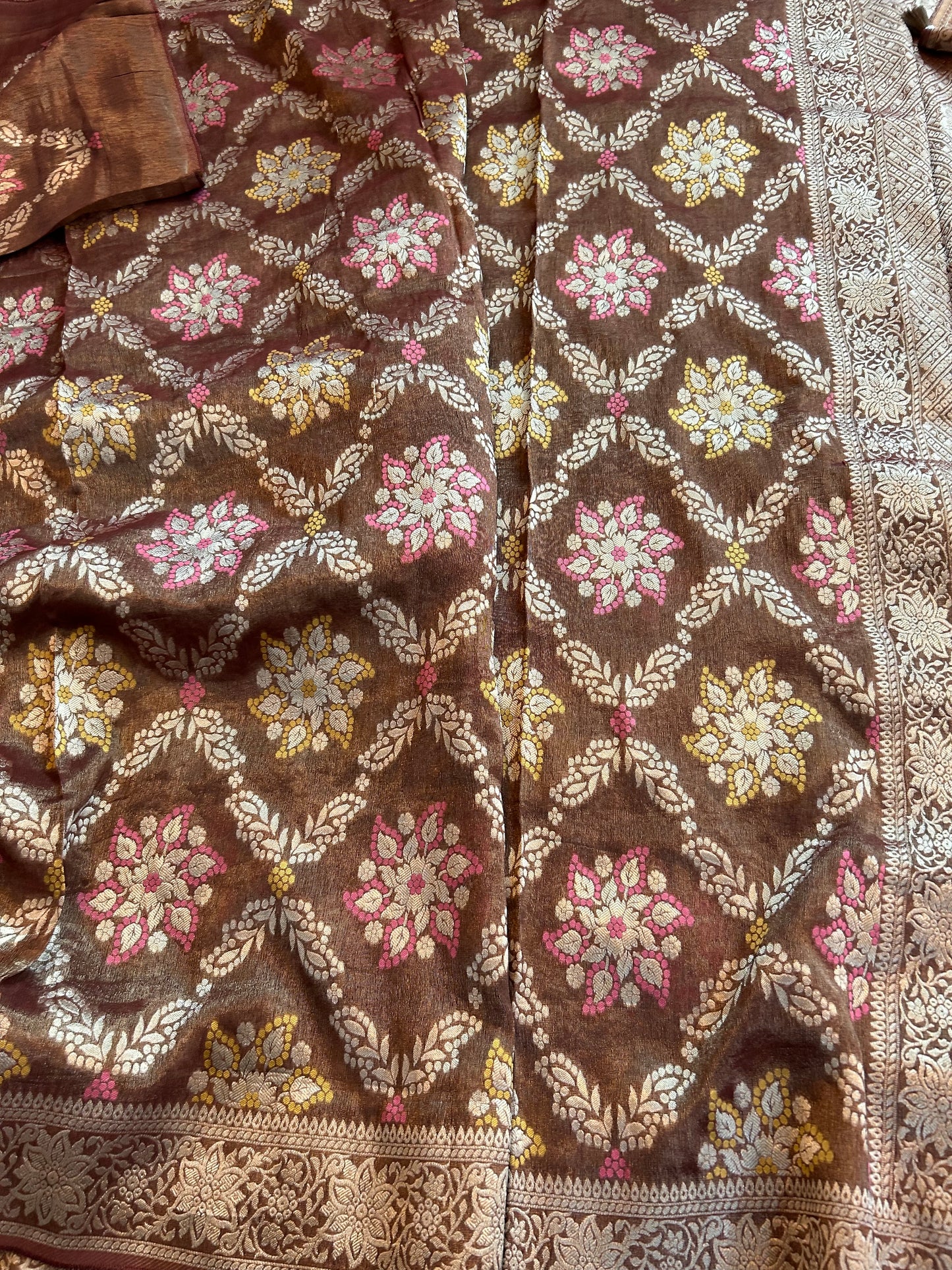 Khaddi Tissue Georgette Saree in Brown