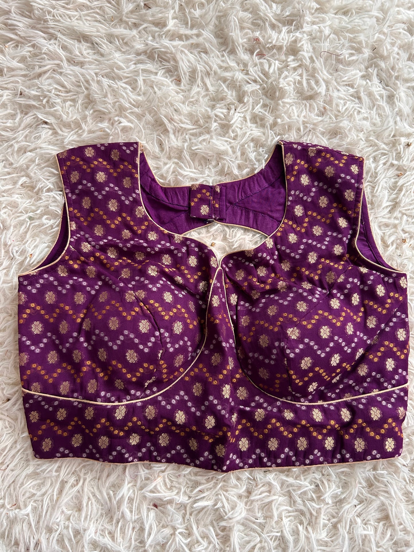 Khaddi Georgette in Purple with Bandhini design