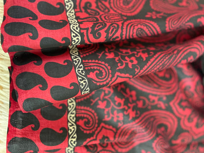 Marroon Tusser Saree with Black Digital Print