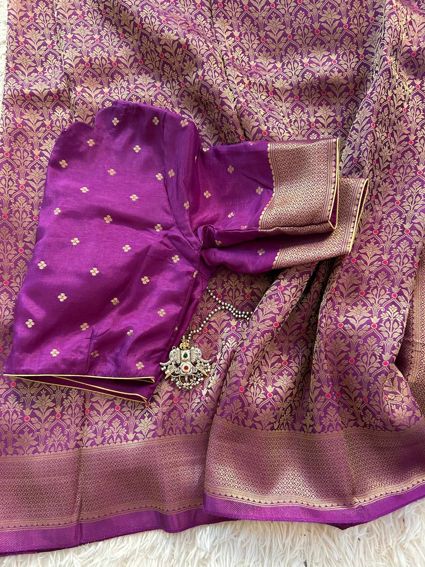 Pure Crepe Brocade Saree in Purple