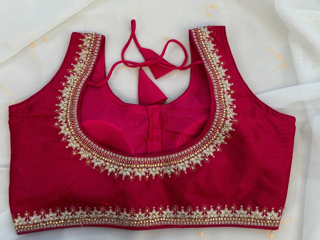 Forest Green Blouse with Gold Threadwork