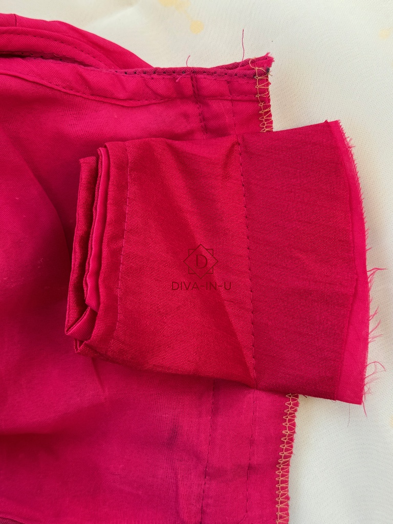Pink Blouse with Gold Threadwork