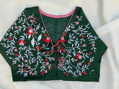 Maroon floral embroidery blouse