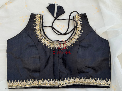 Black Blouse with Gold Threadwork