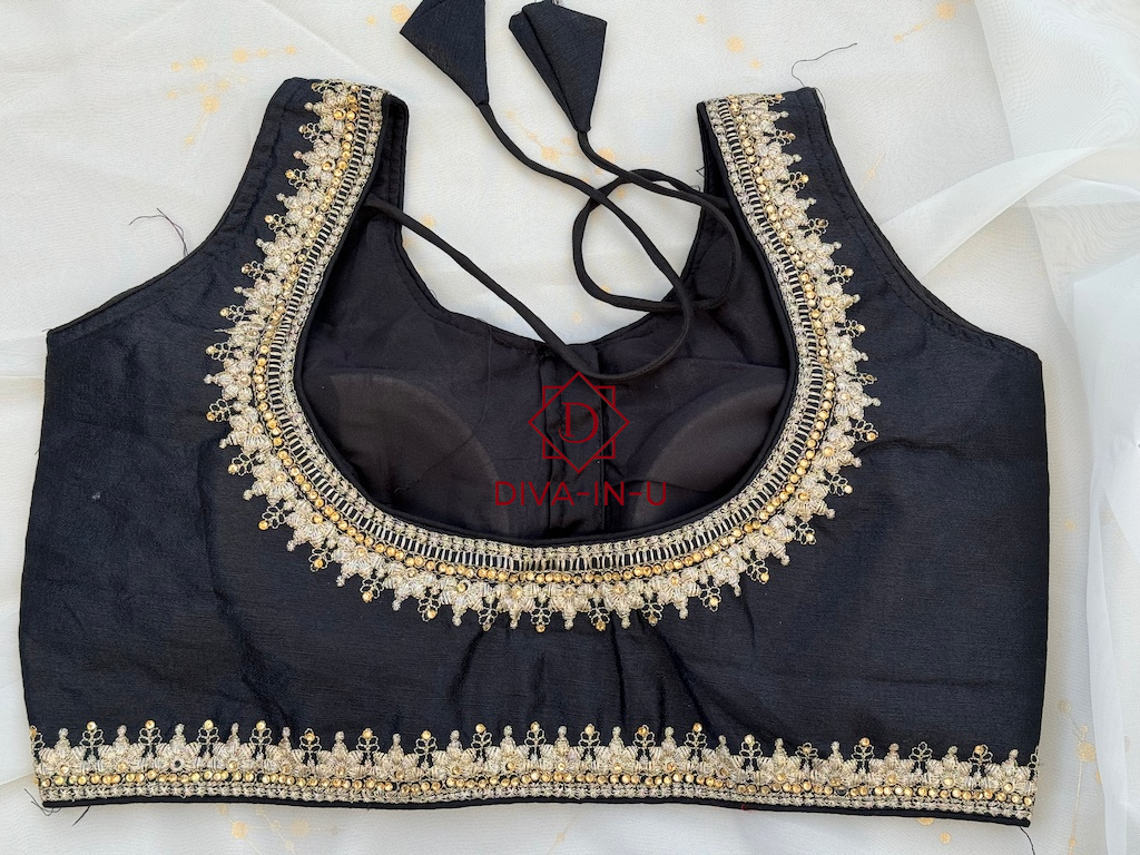 Black Blouse with Gold Threadwork