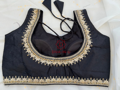 Black Blouse with Gold Threadwork
