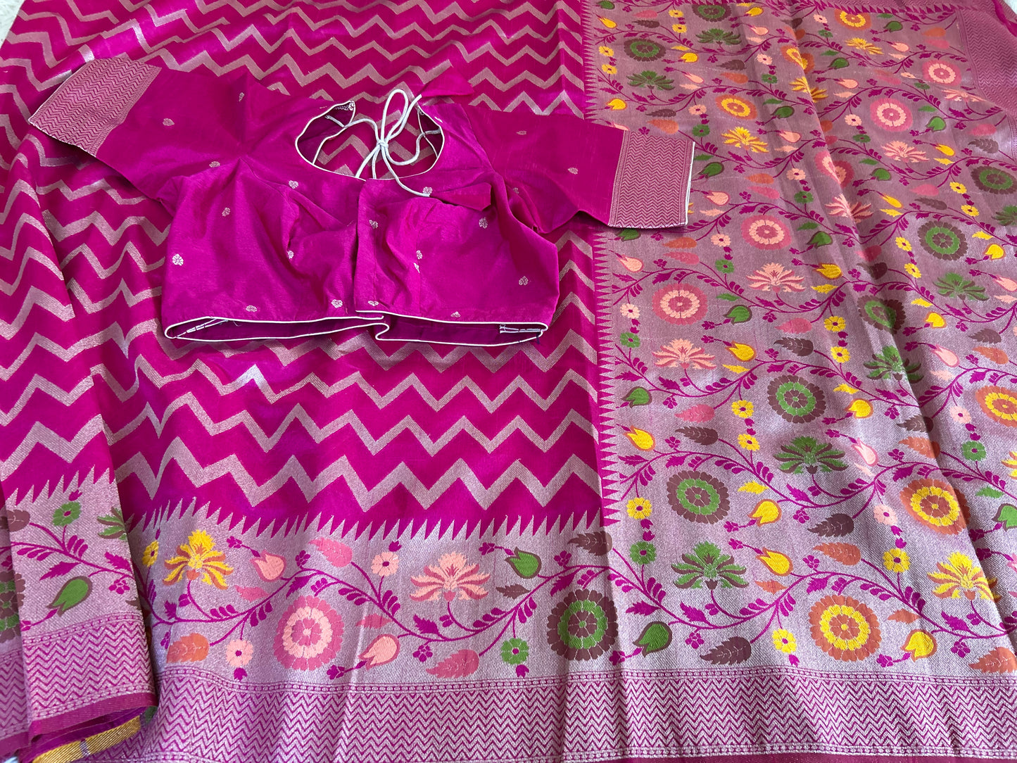 Tusser georgette in hot pink