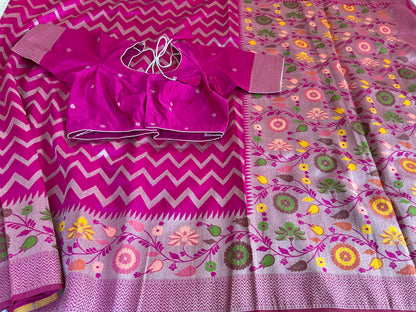 Tusser georgette in hot pink