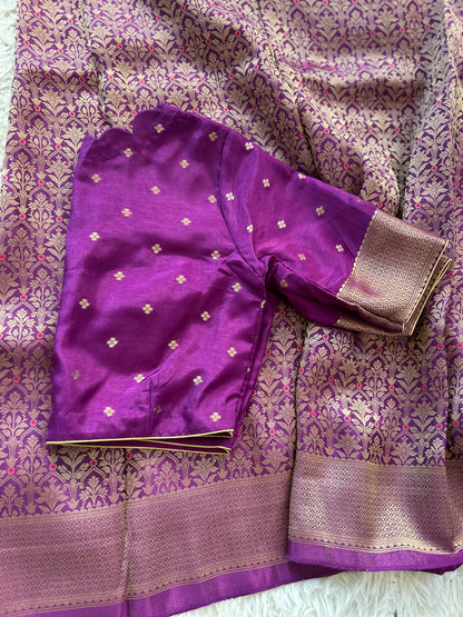 Pure Crepe Brocade Saree in Purple