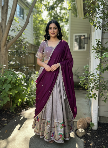 Banarasi Lehanga in Dustry lavender