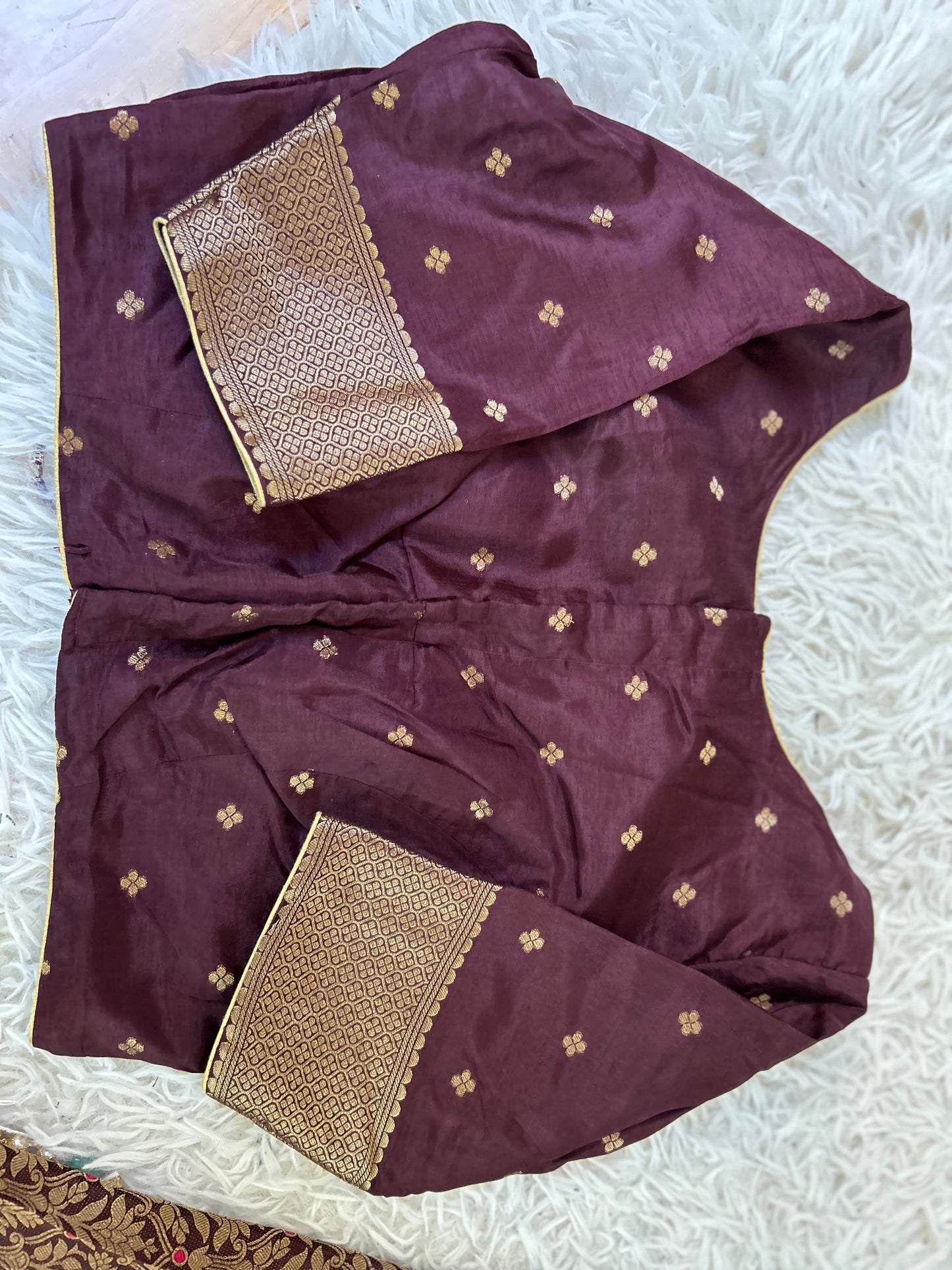 Pure Crepe Brocade Saree in Brown