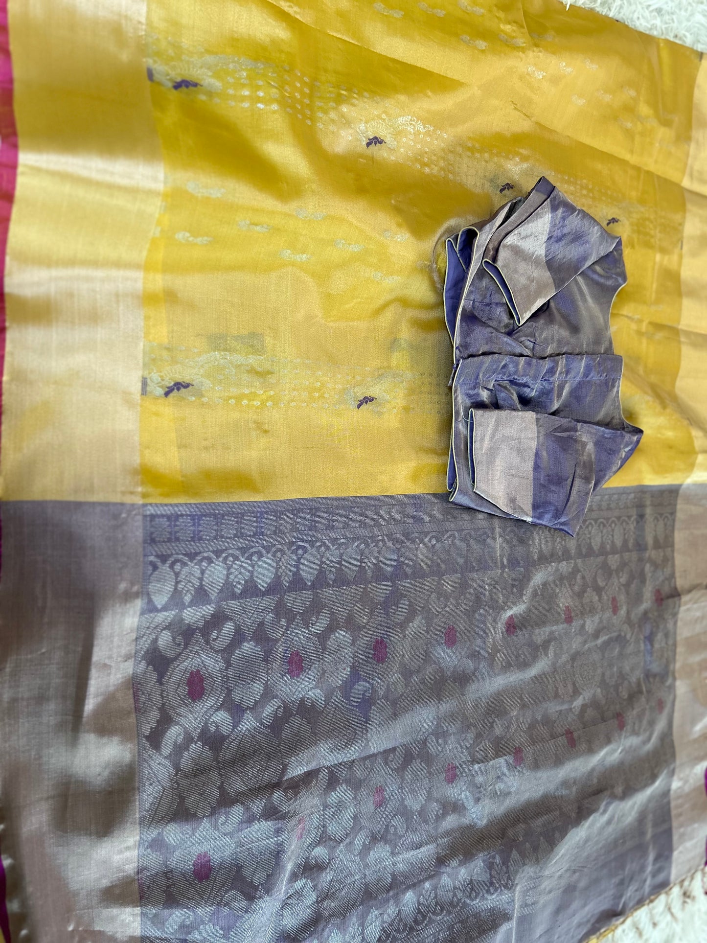 Handloom Uppada Tissue saree in Pastel Yellow
