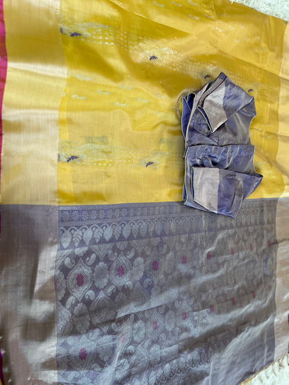 Handloom Uppada Tissue saree in Pastel Yellow