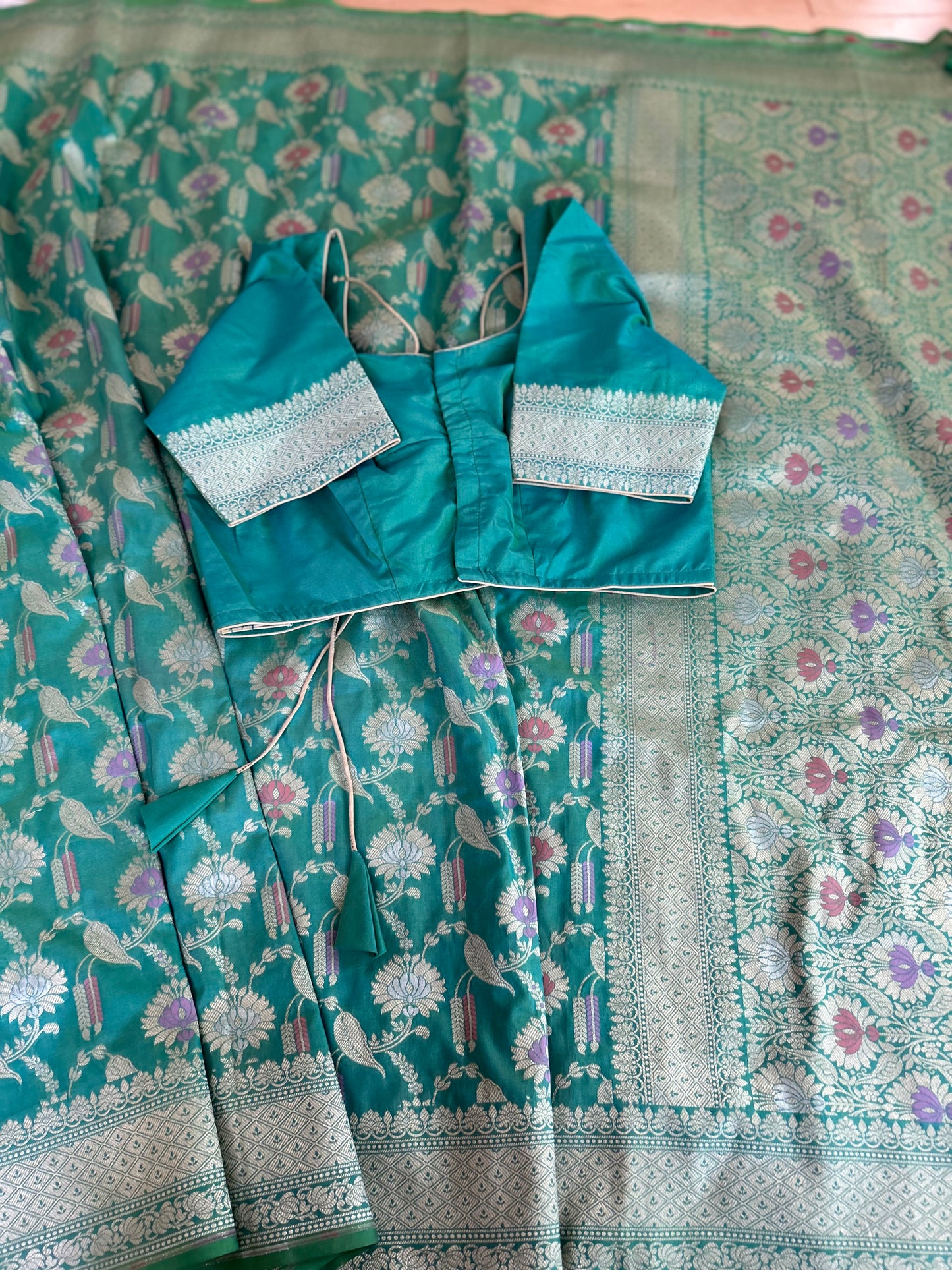 Banarasi Saree in sea Green with all over weave