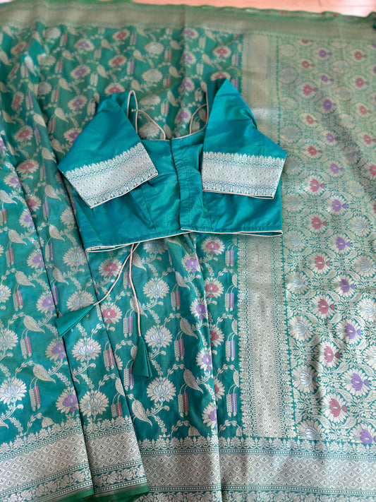 Banarasi Saree in sea Green with all over weave