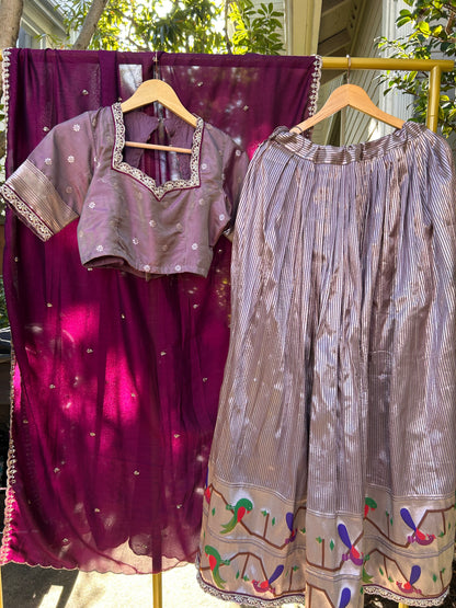 Banarasi Lehanga in Dustry lavender