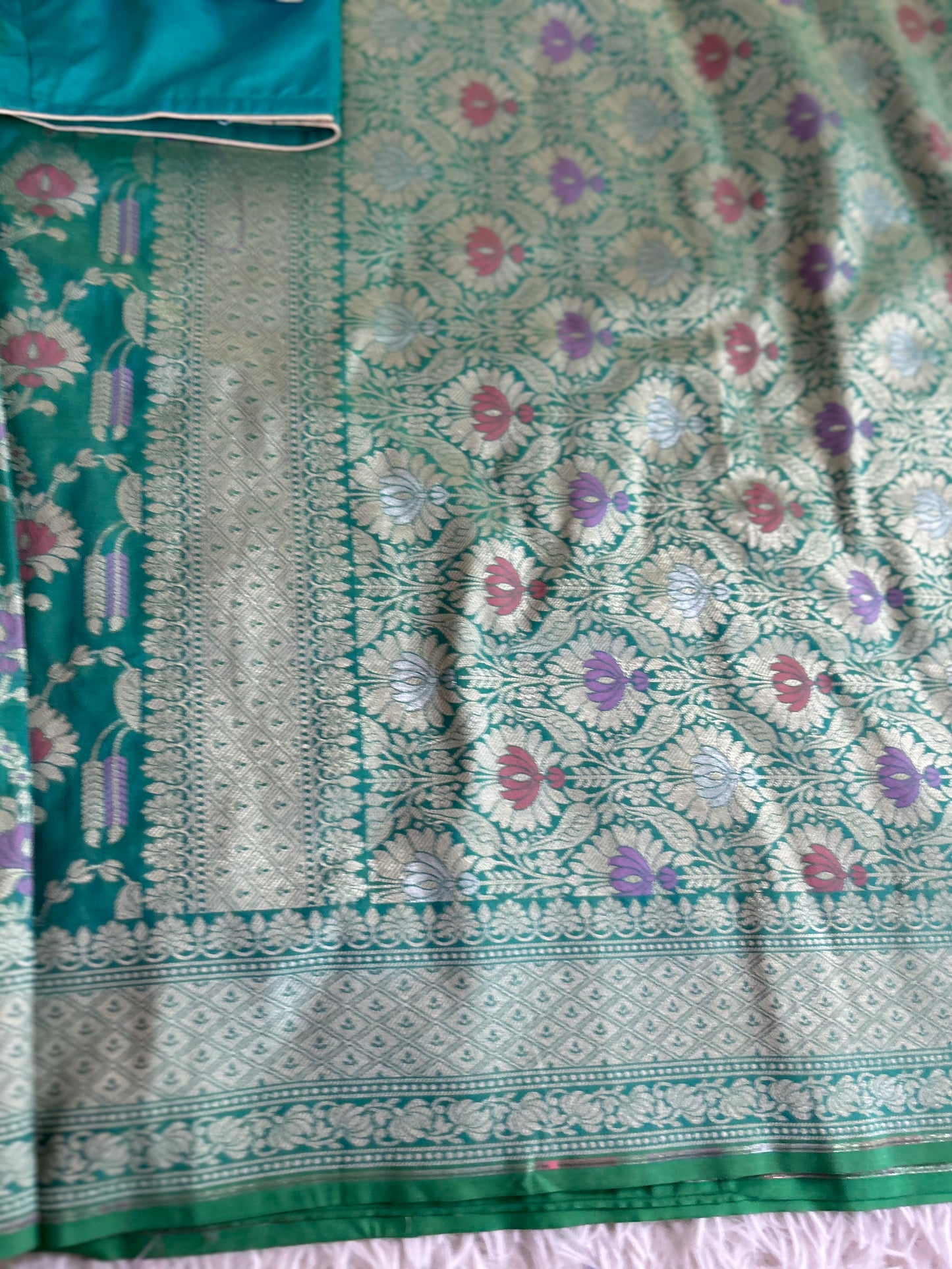 Banarasi Saree in sea Green with all over weave